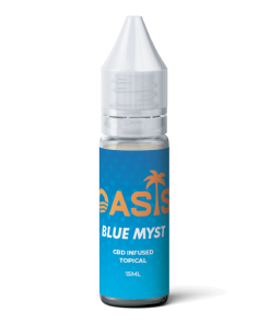 Oasis Blue Myst CBD Juice product image. Oasis Blue Myst CBD Juice in use for relaxation and stress relief.